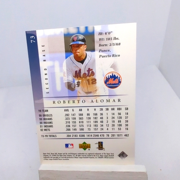 UPPER DECK BASEBALL CARD 2003 HONOR ROLL METS ROBERTO ALOMAR # 73 - Picture 3 of 5